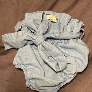 Adorable Blue Diaper Cover with Bow